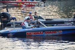 National Guard pro Brent Ehrler, currenlty ranked second in the angler of the year race, prepares to head out onto Pickwick Lake.