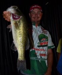 Diet Mountain Dew pro Jason Christie sits in second place after catching 18 pounds, 1 ounce on day one.
