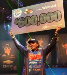 For winning the 2011 Forrest Wood Cup on Lake Ouachita, Florida pro Scott Martin earned $600,000.