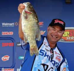 Canadian pro Bob Izumi won Snickers Big Bass honors for this smallie that went 6 pounds, 4 ounces.