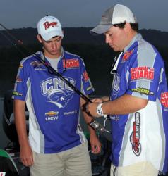 Representing Christopher Newport, Ryan Ingalls and Derek Berhalter will focus on finesse tactics for largemouth bass today. 