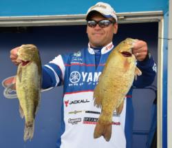 Second-place pro David Wolak once again used a mix of largemouths and smallmouths in reaching 22-8. 