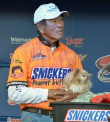 Second-place pro Gary Yamamoto caught a five-bass limit Saturday weighing 17 pounds, 5 ounces.