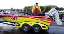 Eggo pro Brian Brosdahl prepares his boat prior to takeoff on the first day of the 2011 Walleye Tour Championship.