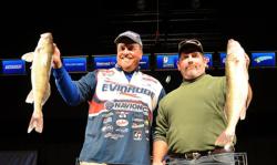 5th: Evinrude pro Tommy Skarlis of Waukon, Iowa, and co-angler Don Shepard of Lowell, Mich., five walleyes, 19-13.
