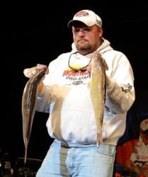 Todd Dankert of Anoka, Minn., leads the Co-angler Division with 10 walleyes weighing 41-10.