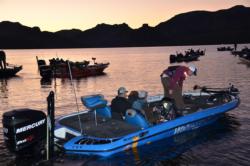 FLW College Fishing Western Regional qualifiers get ready for the start of takeoff on Saguaro Lake.