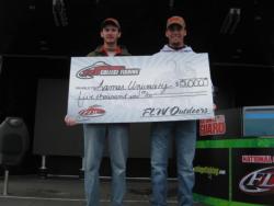 The Lamar University team of Danny Iles and Justin Royal took home first place at the FLW College Fishing event at Lake Amistad with a total catch of 21 pounds, 11 ounces. For their effort, the duo walked away with $5,000 in winnings.