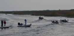 FLW Tour anglers make their way to the open waters of Lake Okeechobee.
