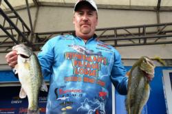 Co-angler Rich Dalbey of Greenville, Texas, used a total catch of 24 pounds, 8 ounces to grab fourth place overall heading into Saturday