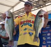 Pro Todd Hollowell sits in seventh place after catching a 19-pound, 6-ounce stringer.