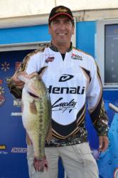 Third-place co-angler Hector Delagarza holds up a nice Table Rock Lake bass.