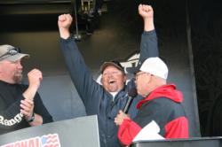Brian Carpenter celebrates the news of his EverStart victory on the Cal Delta.