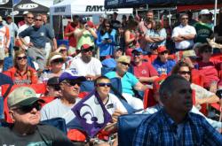 A packed crowd was on hand to witness the day-two weigh-in at the 2012 National Guard FLW College Fishing National Championship.