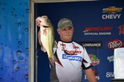 Mercury pro Mike Hoskings took big bass honors with this 6 pound, 4 ounce Kerr Lake toad.