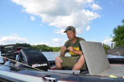 Pro Brian Divito of Trafford, Pa., prepares for the final day after his two-day total goes for 21 pounds, 13 ounces.