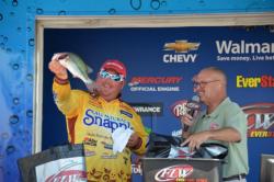 Snapple pro Jacob Powroznik captured the fifth place spot at the Northern Division EverStart on Kerr Lake with a total weight of 32 pounds, 6 ounces for three days of fishing. 