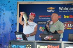 Chris Girouard of Epsom, N.H., takes third place on the co-angler side with a total weight of 21 pounds, 15 ounces. 