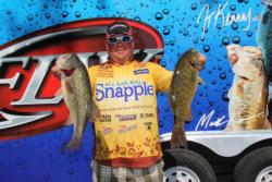 Virginia pro Jacob Powroznik focused on largemouth but stumbled upon a bunch of smallmouth hanging below a sailboat on day two.