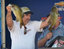 Fourth-place pro Dan Thill shows off an impressive pair of smallmouths.