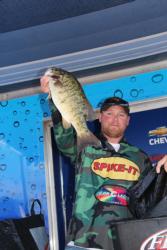  James Mignanelli shows off one of the bass that led him to a third-place finish.