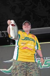 Jen Edgar of Humboldt State caught the heaviest bass of day one, a 4-2.