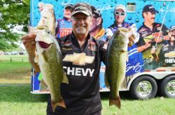 Pro Chris Dillow of Waynesboro, Va., grabbed third place overall during the first day of Potomac River competition.