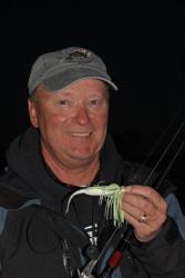 Forrest Wood Cup co-angler champion Retired Colonel  Timothy Dearing hopes to find  a few good bites with a chatterbait.
