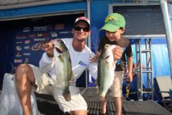 Co-angler leader Ben Todd is joined onstage by his 3-year-old son Joshua.