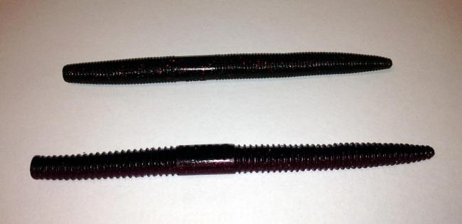 A side-by-side comparison of the Yamamoto Senko and the Trigger X Flutter Worm.