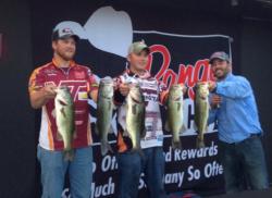 Virginia Tech anglers Wyatt Blevins and Carson Rejzer show off their 22-pound Lake Amistad stringer.