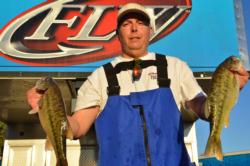 Co-angler Jeff Hardin of Chico, Calif., parlayed an 18-pound, 14-ounce limit into a second-place finish at the end of today's competition.