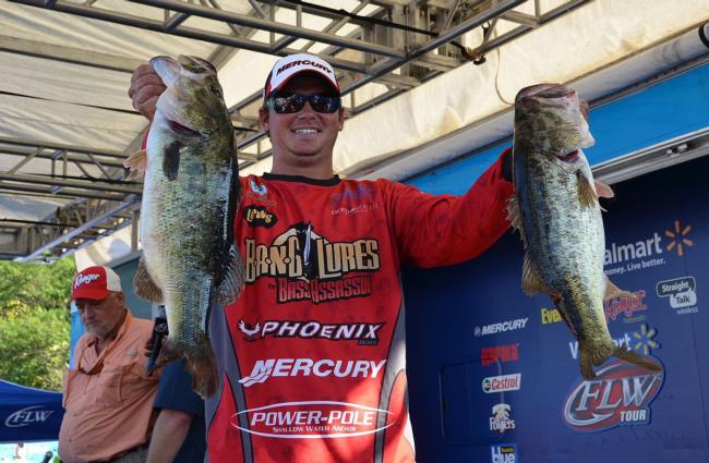 Drew Benton of Panama City, Fla., brought in an impressive 23-pound, 7-ounce stringer of bass to capture third spot on the leaderboard after one day. 