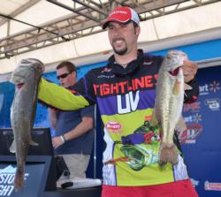 Richard Peek sits second among the co-anglers with a limit weighing 14 pounds, 9 ounces.