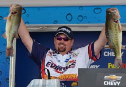 Fourth-place pro Dan Morehead holds up his two kickers from day four on Lake Chickamauga.