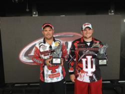 The Indiana University team of Sean Gillenwater of Bloomington, Ind., and Josh Collier of Ellettsville, Ind,, won the 2013 FLW College Fishing Central Conference Invitational on the Detroit River. 