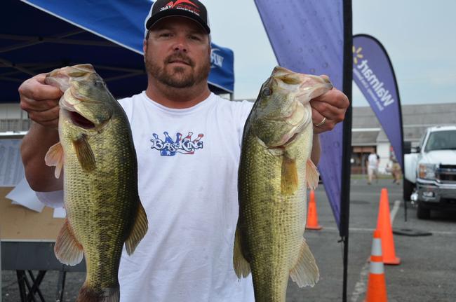 Lenny Baird of Stafford, Va., used a total catch of 13 pounds, 12 ounces to grab the top spot in the Co-angler Division on day one at the Chesapeake Bay.