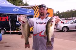 Philip Crelia of Center, Texas, moved up a spot to third place on day two with 15-pound catch for 34 pounds, 8 ounces.
