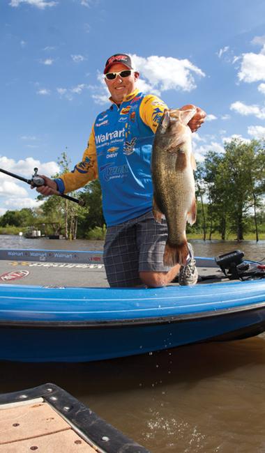 Walmart team pro Wesley Strader `steers' shallow crankbaits into dock structure to get reaction bites from bass in fall.