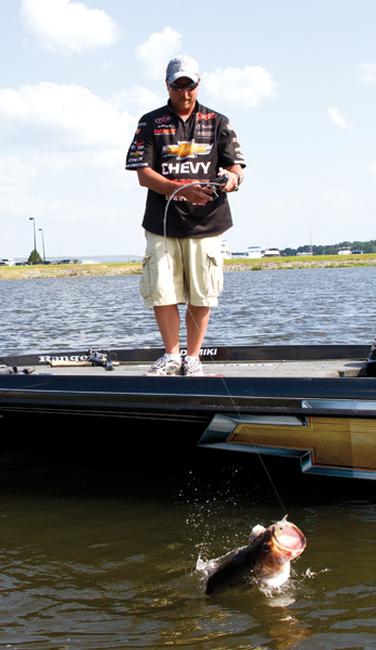 Chevy team pro Bryan Thrift suggest making multiple casts to the best parts of a dock as bass don't always bite the first time.
