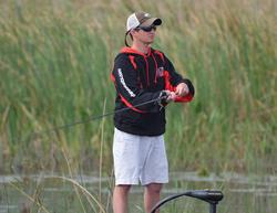 Shane Lehew fires out a cast Friday morning. 