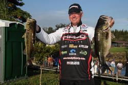 The Honeybadger Randall Tharp shows off a couple of cobras from day two to move into second with a two-day total of 45-14.
