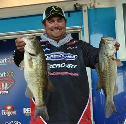 John Cox continued to catch the Lake Hartwell largemouths and now sits in second with two days of fishing left. 