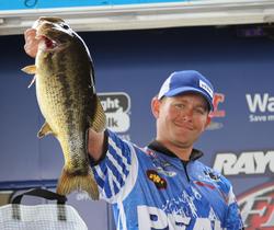 Fifth-place pro Andrew Upshaw ended his day with a big fish that crushed a topwater bait.