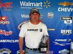 Co-angler Stan Evans of Newburgh, Ind., won the April 12 LBL Division event on Kentucky/Barkley lakes with a limit weighing 15 pounds, 14 ounces. He was awarded over $2,200 for his efforts.