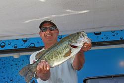 Co-angler leader Rob Larrabee improved from seventh place.