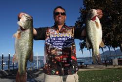 Henderson, Nev., pro Clayton Meyer weighed in 18 pounds, 15 ounces to remain in fifth place on day two of the Rayovac FLW Series event on Clear Lake.