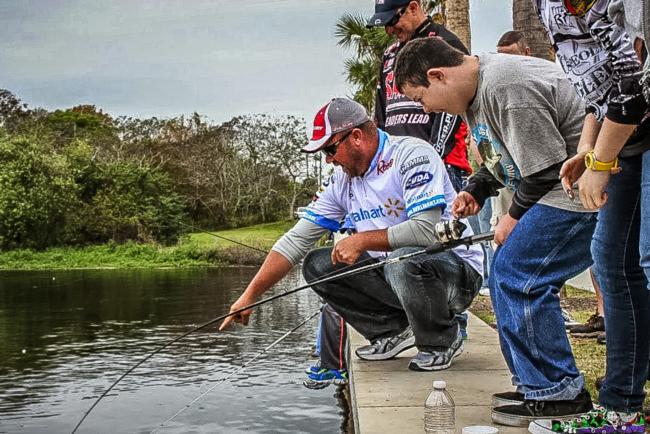 David Dudley was among a group of professional anglers who assisted local kids with a morning of fishing as part of FLW's Get Outdoors. Go Fish! Youth Fishing Derby.