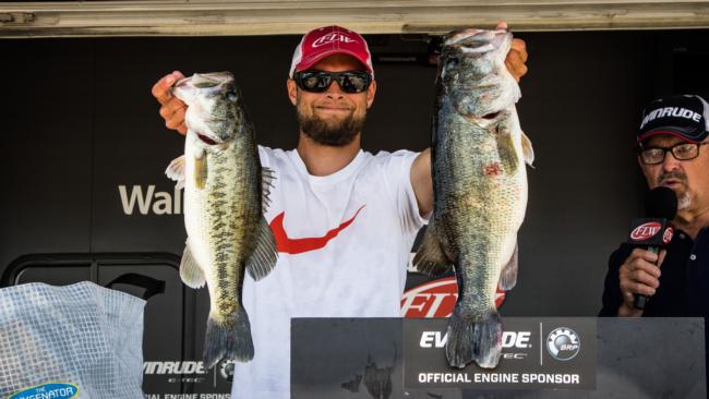 Eric Wright weighed in early on day one due to motor issues. Impressively enough Wright sits in second with 19 pounds, 2 ounces. 