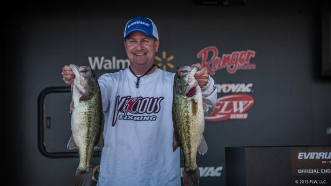 Co-angler Ryan Benson of Pinson, Tenn., caught 21-9 to take the lead on day one. 